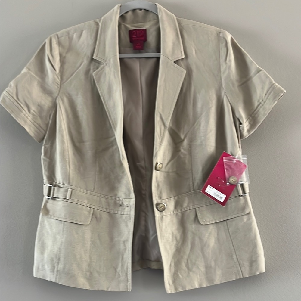 212 Collection Tan Blazer Classic Lapel Short Sleeves